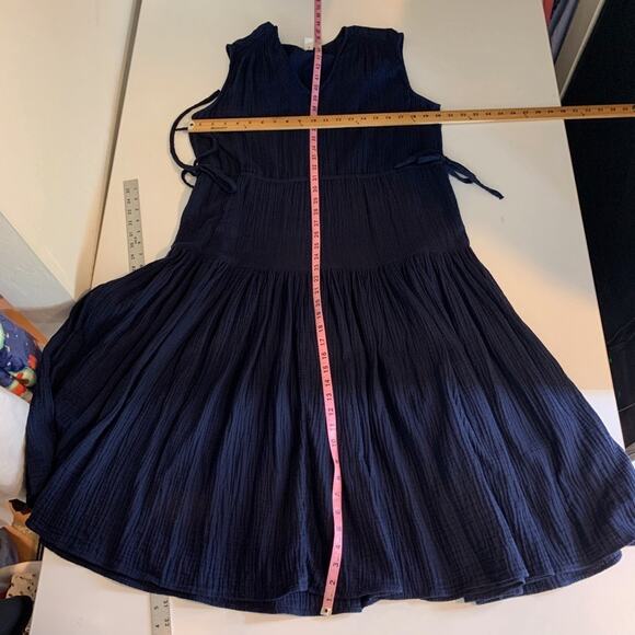 Caslon Dress Womens S Small Navy Cotton Gauzy Tiered Sleeveless Tiered Midi - Picture 7 of 12